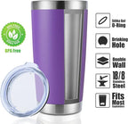 DOMICARE 20oz Stainless Steel Tumbler Bulk with Lid, Double Wall Vacuum Insulated Travel Mug, Powder Coated Coffee Cup (Powder Purple, 8)