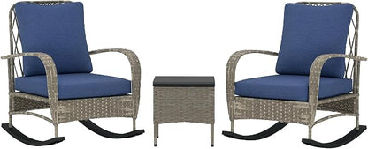 Outsunny 3 Piece Wicker Patio Furniture Set, PE Rattan Rocking Chairs by Outsunny