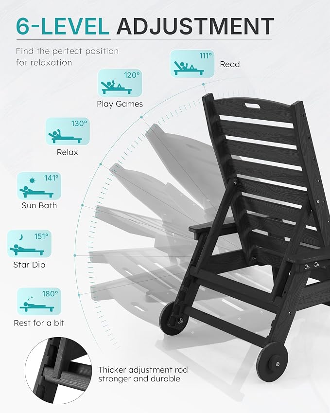 Patio Chaise Lounge Chair Set of 2, Oversize Lounge Chairs - Image 4