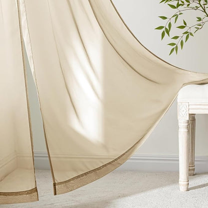 MIULEE Beige Sheer Curtains 72 Inches Long 4 Panels 42 x 72 Inches | Light - Image 6