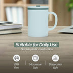 Copco Iconic 16oz Double Wall Insulated Desk Mug with Lid & Handle, Set of 2, BPA-Free Reusable Plastic, Spill-Proof, Microwave & Dishwasher Safe, Wide Mouth, Cup Holder Friendly (Grey)