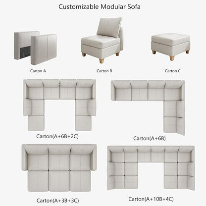 EASE MOOSE Middle Module Seat for Modular Sofa, Faux Leather Armless Chair - Image 7