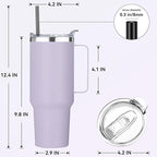 HASLE OUTFITTERS 40 oz Stainless Steel Tumbler with Handle, Vacuum Insulated Tumblers Bulk, Reusable Double Wall Travel Coffee Mug, Durable Powder Coated Water Bottle(Purple, 1)