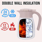 GiNT 1L / 34Oz Thermal Coffee Carafe, Insulated Stainless Steel Coffee Carafes for Keeping Hot/Double Walled Vacuum Thermal Carafe (White)