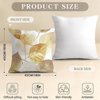 OBSEDE Golden Leaf Illustration Decorative Throw Pillow Covers 18 × 18 in - Image 3