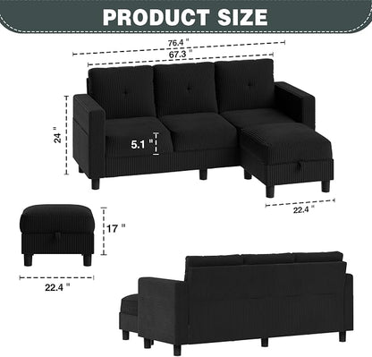 SUNLEI Convertible Sectional Couch Sofa - Image 2