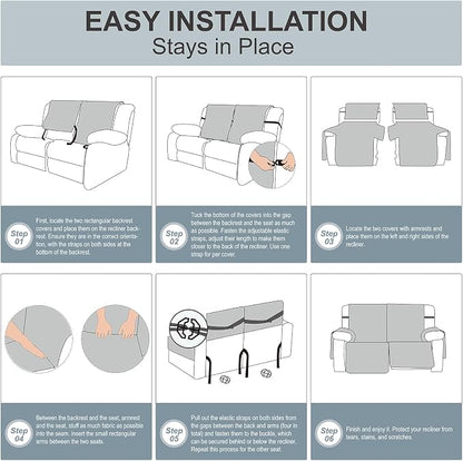 Genina Black Waterproof Loveseat Recliner Cover, Sofa Cover - Image 2