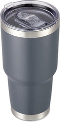 30 oz Tumbler with Lid Stainless Steel Tumblers Vacuum Insulated Cup Reusable Powder Coated Travel Mug Double Wall Leak Proof Portable Cups Keep Cold Drinks for 12 Hours, Gray, 1 Pack