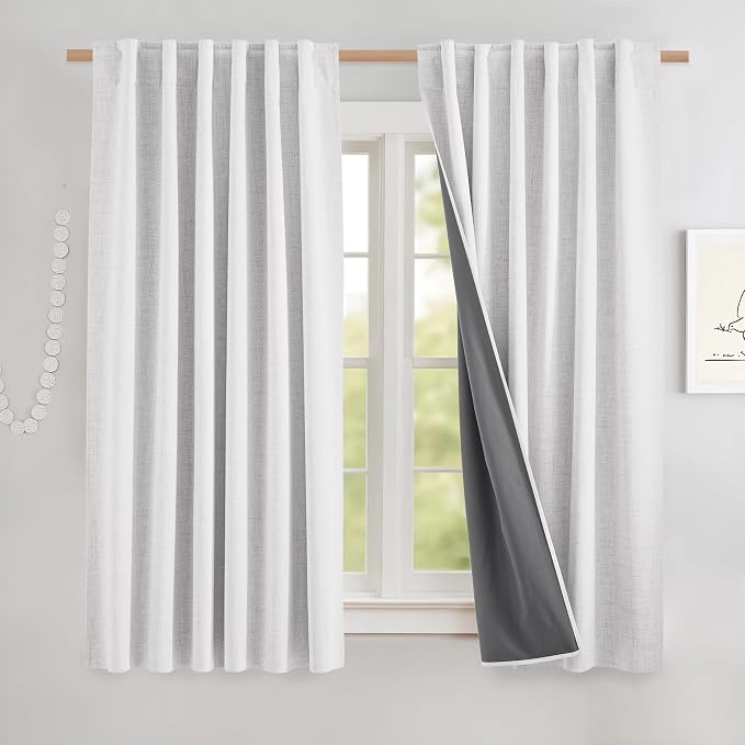 NICETOWN Linen 100% Blackout Cafe Curtains, Thermal Insulated & Noise Reducing by NICETOWN