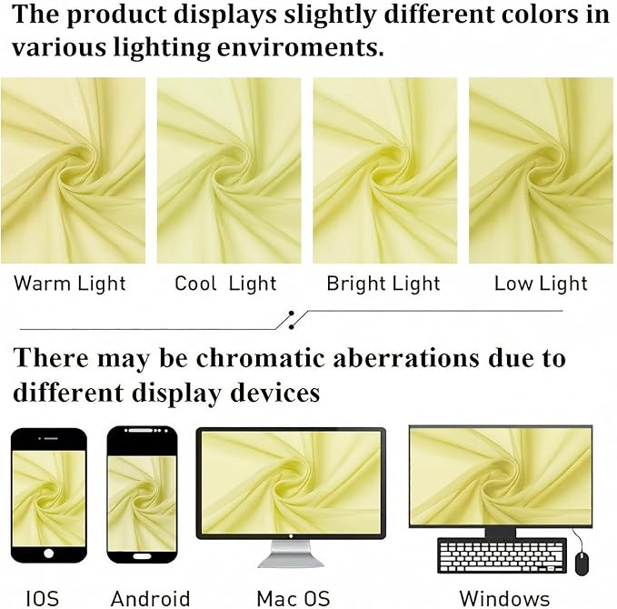 Goose Yellow Sheer Curtains 63 Inch Length 2 Panels, Light Filtering Voile - Image 7