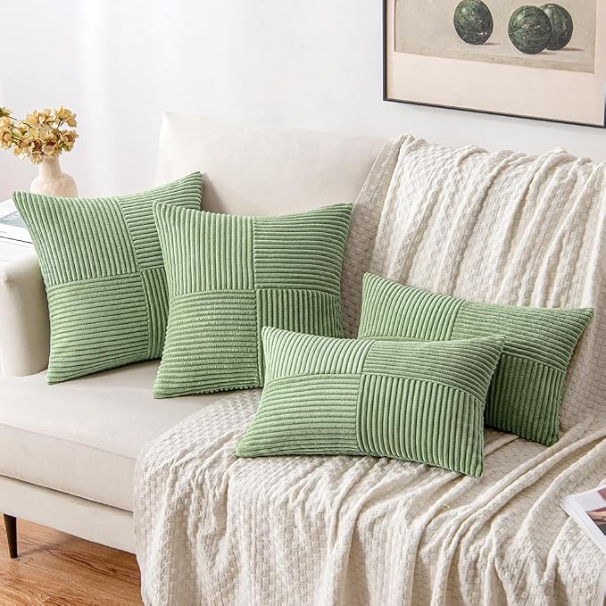 MIULEE Sage Green Decorative Lumbar Throw Pillow Covers 12x20 Inch 2 Pack | - Image 4