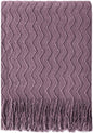 BOURINA Dark Lavender Throw Blanket 50 x90 Inches Textured Solid Soft Sofa by BOURINA