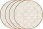 MACKENZIE-CHILDS Enamel Salad and Dessert Plate, Small Plate for Appetizers or Desserts, 8 Inches, Set of 4, Pink-and-White Rosy Check