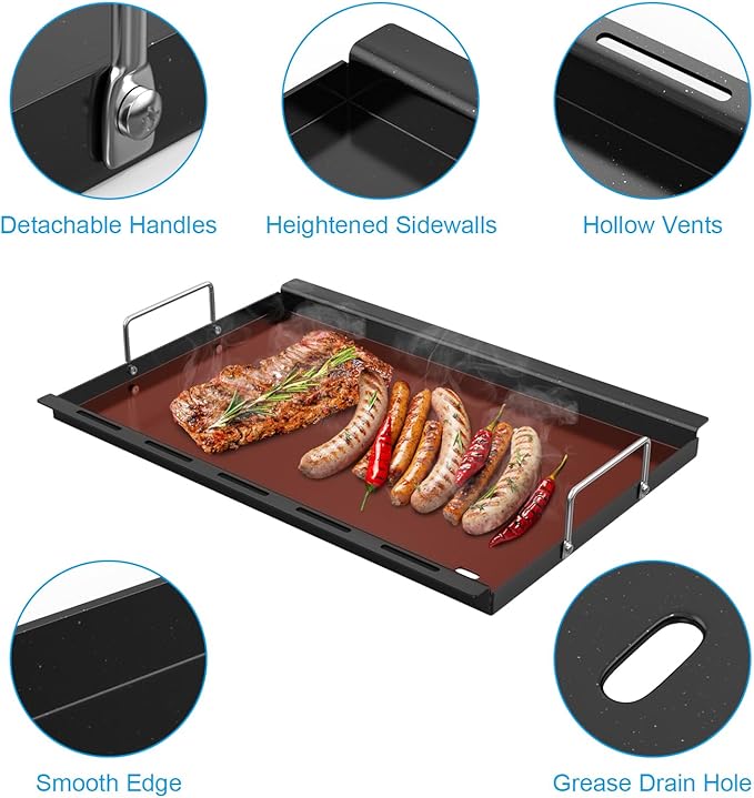 "WEBROIL Griddle Inserts Replacement Parts for Charbroil Performance TRU-Infrared 450 3-Burner 463370719 463371719 463371116, Flat Top Griddle Plate for Charbroil Performance 4 Burner Grill Parts"