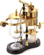 Diguo Belgian/Belgium Family Balance Siphon/Syphon Coffee Maker, Elegant Double Ridged Fulcrum with Tee Handle (Egyptian Black & Gold)