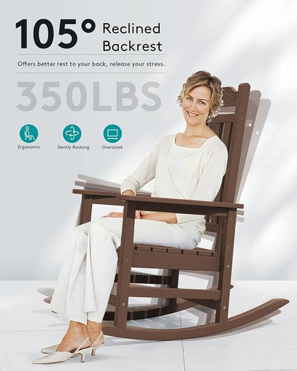 SERWALL Oversized Rocking Chair Set of 4 Outdoor, HDPE Outdoor Rocking Chair - Image 7