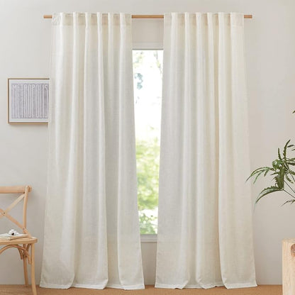 NICETOWN Linen Curtains & Drapes 95 inch Length 2 Panels, Rod Pocket & Back Tab by NICETOWN