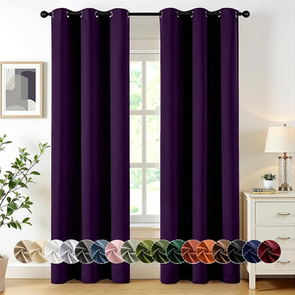 MIULEE Blackout Curtains for Bedroom 2 Panel 40 x 84 Inch Long Royal Purple | by MIULEE