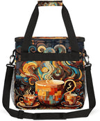 coffee beans cup cartoon Coffee Maker Carring Bag Travel Carrying Storage Tote Bag Compatible with Keurig K-Mini or K-Mini Plus Portable Single Serve Coffee Brewer Case with Pockets for K-cup Pods