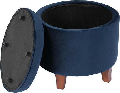 HomePop by Kinfine Fabric Upholstered Round Storage Ottoman - Image 6