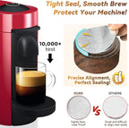 Reusable Vertuo Pod Refill Kit for Nespresso: Reusable Vertuo Capsule for Nespresso/Coffee Pods Vertuoline with 100 Aluminum Foil Lids for Any Size of Vertuo Plus Espresso Pod- Wood Grain Holder