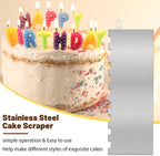 8.7 Inche Stainless Steel Cake Scraper，Double Sided Patterned Edge Stripe Edge Smoother Scraper Cake Decorating，Cake Decorating Comb Cake Scraper (1, 1-1)