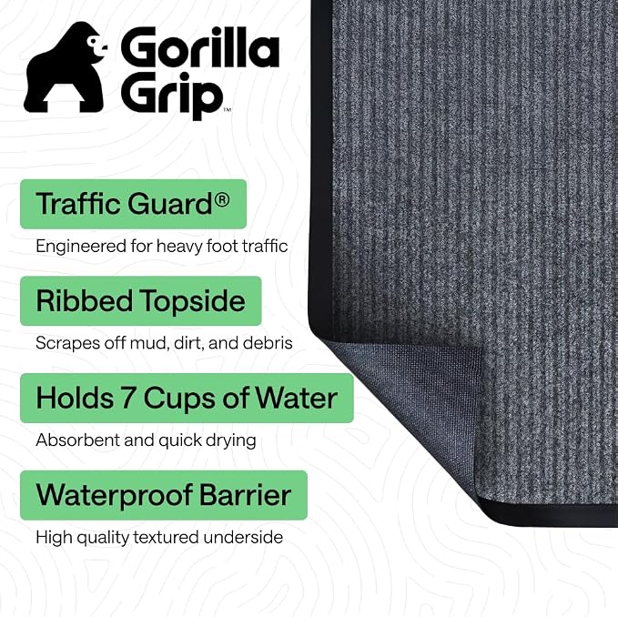 GORILLA GRIP Waterproof Traffic Guard Door Mat, Indoor Outdoor Durable Entryway - Image 2