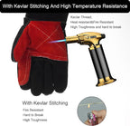 Long Welding Gloves 23.6 Inches 932℉,Heat/Fire Resistant Leather For Mig, Tig, Stick, Forge, BBQ, Grill, Fireplace