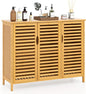 Giantex Bamboo Bathroom Storage Cabinet, 3-Door Storage Organizer by Giantex