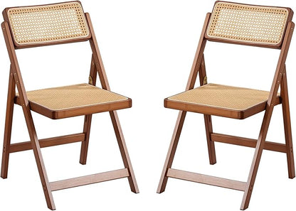Furlide Rattan Folding Chairs, Modern Mid Century Dining Chairs Set of 2 by Furlide