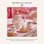 MACKENZIE-CHILDS Enamel Pie Plate, Ovenproof Pie Pan for Cooking and Serving, Pink-and-White Rosy Check