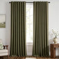 MIULEE 100% Blackout Linen Curtains 42 x 96 Inch Light Olive Green 2 Panels | by MIULEE