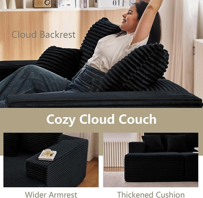 140" Sectional Cloud Couch for Living Room, Modular Floor Deep-Seat Sofa - Image 7