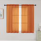 Orange Sheer Curtains for Bedroom Living Room 45 Inch Length 2 Panels, Soft by WelvetBLK