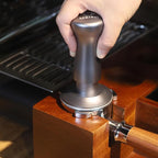 MEION Espresso Tamper 53.3mm Coffee Tamper, Calibrated Dual Spring Loaded Barista Tamper with Stainless Steel Base, Comes with aluminum storage pad (53.3MM, Silver)