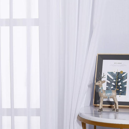 NICETOWN White Sheer Curtains for Bedroom Windows 84" Length - Image 5