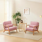 VINGLI Cozy Living Room Chairs, Linen Pink Accent Chairs Set of 2, Wood Lounge by VINGLI