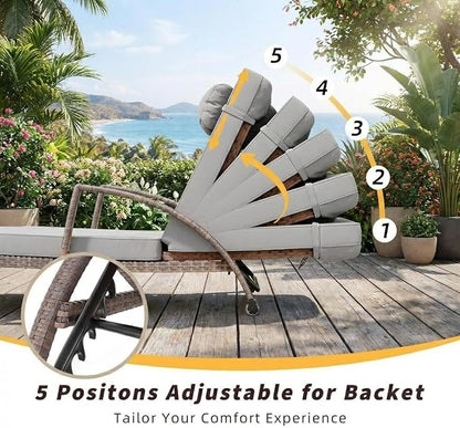 GarveeLife Outdoor Wicker Chaise Lounge Chair - Image 6