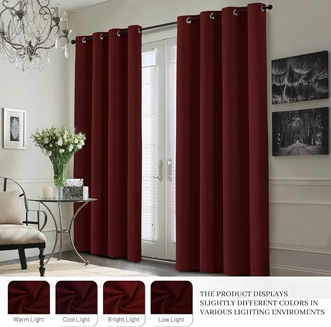 Yakamok Burgundy Red Blackout Curtains 63 Inches Long - Image 7