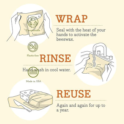 Bee's Wrap Beeswax Wraps for Food - Made in USA Reusable & Organic Food Wraps & Bowl Covers - Eco-Friendly Alternative to Aluminum Foil & Plastic Wrap, Assorted 7 Pack Vegan (2S, 2M, 2L, & 1 Bread)
