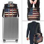 Vintage American Usa Flag Coffee Maker Carring Bag Travel Storage Tote Bag Compatible with Keurig K-Mini or K-Mini Plus Portable Single Serve Coffee Brewer Case with Pockets for K-cup Pods