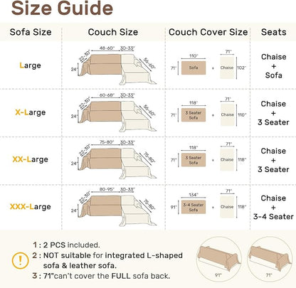 2 Pieces Sectional Couch Covers L Shaped Cover L Dark Gray | Thick Washable - Image 2