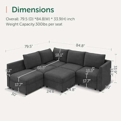 HONBAY Modular Sectional Sofa L Shaped Sectional Couch - Image 2