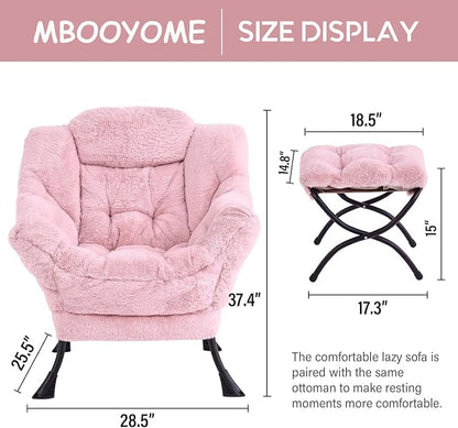MBOOYOME Lazy Chair with Folding Ottoman, Modern Accent Lounge Armchair with - Image 3
