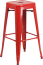 Flash Furniture Commercial Grade 30" High Backless Red Metal Indoor-Outdoor by FlashFurniture