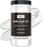 Nicpro Metallic Pearl White Acrylic Paint 33.8oz/1000ml, Non Toxic Pearlescent by Nicpro