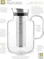 Teabloom Extra-Large Multi-Brew Borosilicate Glass Teapot + Kettle + Pitcher – Steep and Serve Hot Tea, Iced Tea, Cold Brew Tea and Fruit Infused Water – Legacy Tea Maker (51 OZ or 85 OZ)