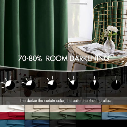 MIULEE Velvet Curtains 50W x 90L 2 Panels Hunter Green Blackout Curtains | - Image 4