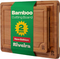 Riveira Brown Bamboo Wood Cutting Board – Versatile And Durable: Set Of 2 Pcs Rectangular Wooden Cutting Board – Natural Wooden Cutting Boards For Kitchen Set – Complete Bamboo Wooden Chopping Board
