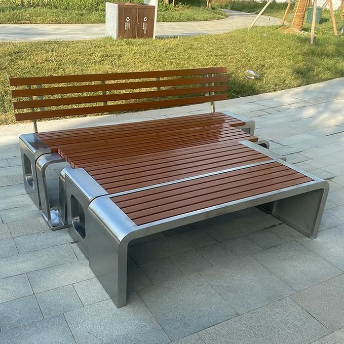 LITFAD Outdoor Indoor Bench Stainless Steel Metal Park Bench - Image 6